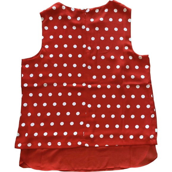 Women’s Rose and Olive Red with White Dots Tank Top Blouse Size Large - Picture 3 of 7